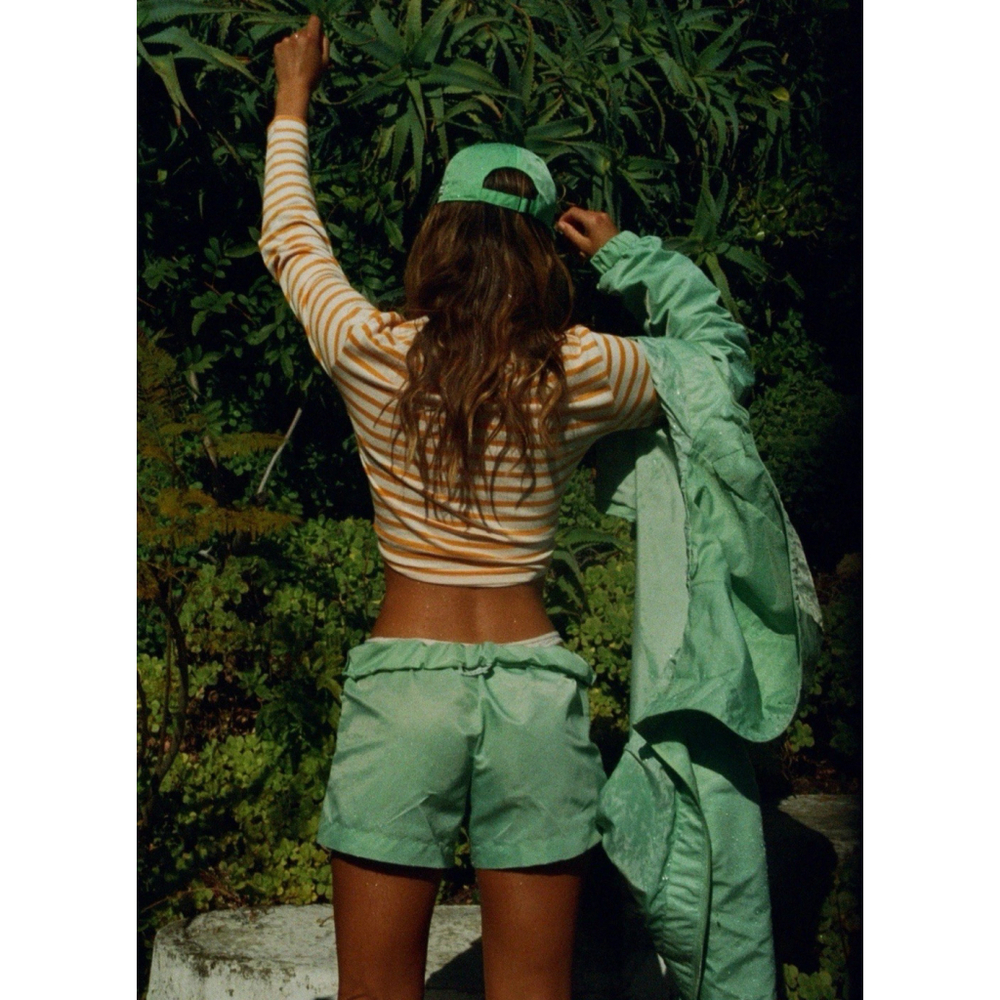 NWT Sporty & Rich Good Health Nylon Women’s Short Thyme/White L Lounge Relaxed